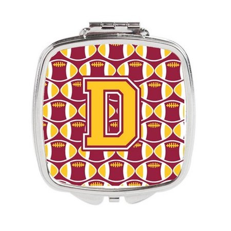 CAROLINES TREASURES Letter D Football Maroon and Gold Compact Mirror CJ1081-DSCM